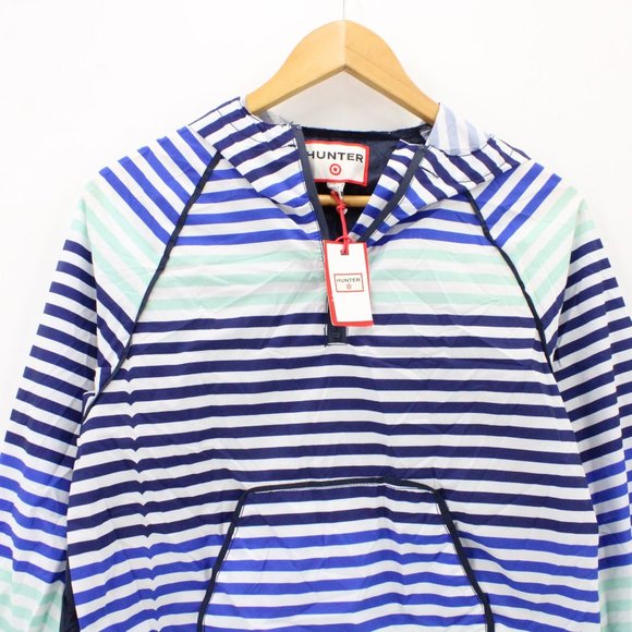 Hunter For Target Girls Striped Half-Zip Hooded Jacket Windbreaker L 10/12 NWT - Picture 3 of 9